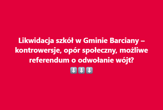 Kontrowersje wokół planów likwidacji szkół w Gminie Barciany