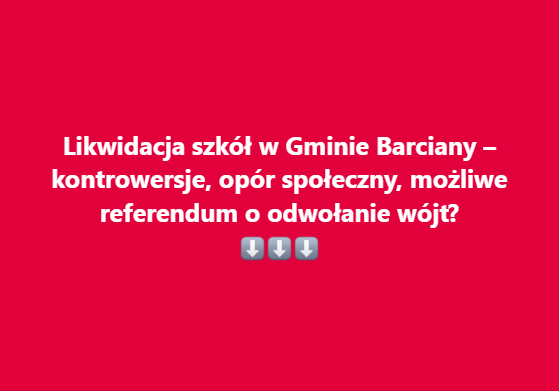 Kontrowersje wokół planów likwidacji szkół w Gminie Barciany