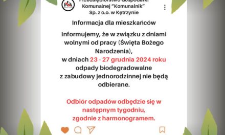 Informacja dotycząca zmiany daty odbioru odpadów BIO